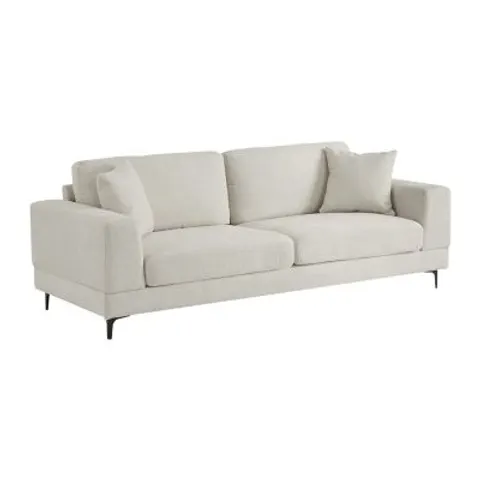 vente-unique.com Canapé fixe polyester 3 places beige 227x82x89cm – image 1