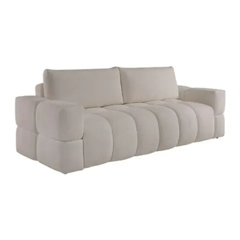 vente-unique.com Canapé convertible polyester 3 places beige} Beige 252x107x107cm – image 1
