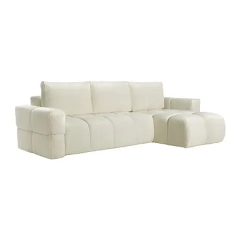 vente-unique.com Canapé d'angle polyester 5 places beige 301x100x178cm – image 1