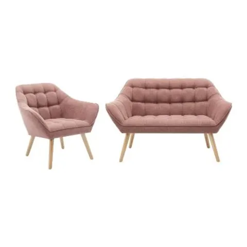vente-unique.com Ensemble canapé fauteuil polyester rose 127x77x73cm – image 1