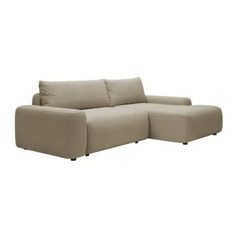 vente-unique.com Canapé d'angle polyester 4 places taupe 264x87x162cm – image 1