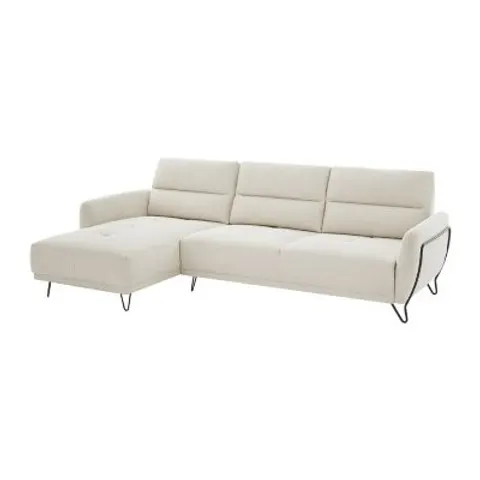 vente-unique.com Canapé d'angle polyester 5 places beige 290x95x168cm – image 1