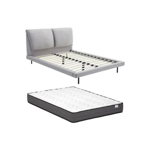 Vente-unique Bedframe fluweel grijs 160 x 200 cm – afbeelding 1