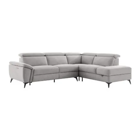 vente-unique.com Canapé d'angle polyester 5 places gris clair Gris 279x83x221cm – image 1