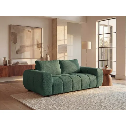 vente-unique.com Canapé fixe polyester 3 places vert} Vert 196x81x105cm – image 1