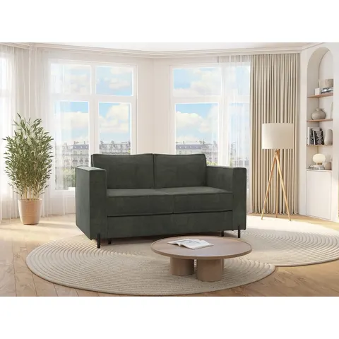 vente-unique.com Canapé convertible polyester 3 places vert 198x95x223cm – image 1