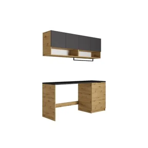 vente-unique.com Meuble machine à laver panneau de particule gris anthracite Gris 182x88x60cm – image 1