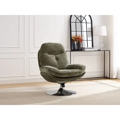 vente-unique.com Fauteuil droit polyester vert 78x99x90cm – image 1
