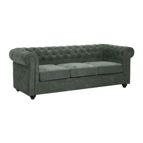 vente-unique.com Canapé fixe polyester 3 places vert} Vert 205x72x88cm – image 1