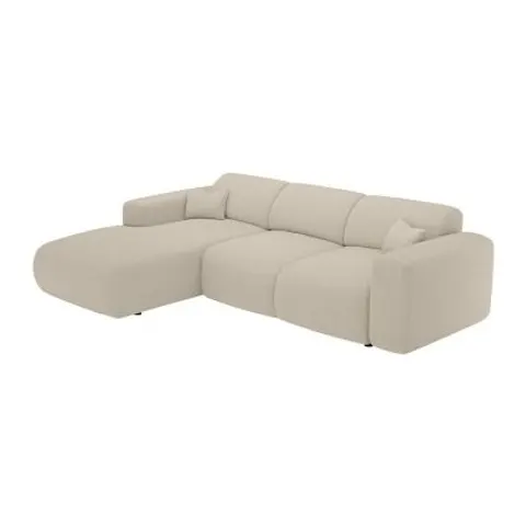 vente-unique.com Canapé d'angle polyester 5 places beige 283x77x180cm – image 1