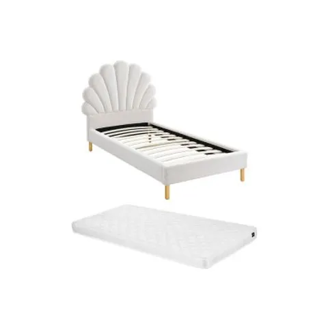 Vente-unique Bedframe fluweel wit 90 x 190 cm – 185065 – afbeelding 1
