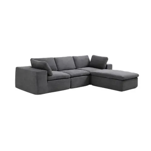 vente-unique.com Canapé d'angle polyester 4 places gris anthracite Gris 304x83x199cm – image 1