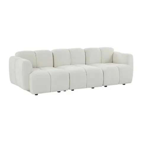 vente-unique.com Canapé modulable polyester 3 places blanc cassé} Blanc 258x73x92cm – image 1