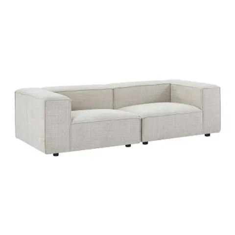 vente-unique.com Canapé modulable polyester 3 places beige} Beige 242x67x105cm – image 1