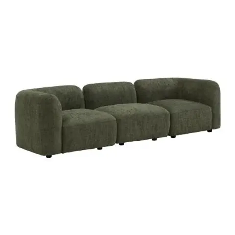 vente-unique.com Canapé modulable polyester 3 places vert 268x69x94cm – image 1
