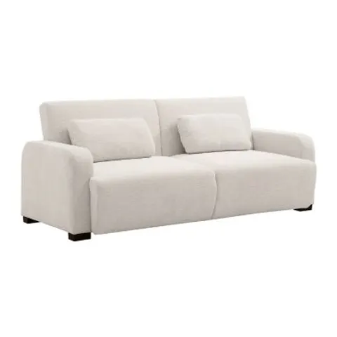 vente-unique.com Canapé convertible polyester 3 places beige 213x85x93cm – image 1