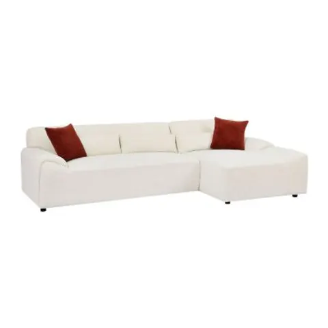 vente-unique.com Canapé d'angle polyester 5 places beige 293x80x151cm – 818949 – image 1