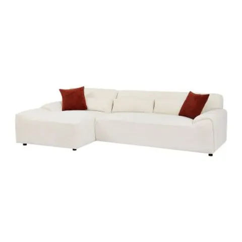 vente-unique.com Canapé d'angle polyester 5 places beige 293x80x151cm – 818956 – image 1