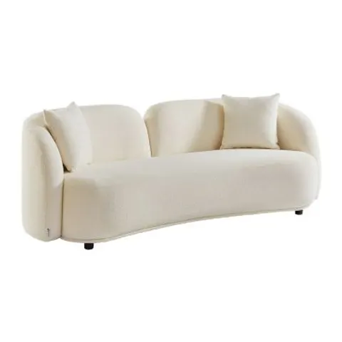 vente-unique.com Canapé fixe polyester 3 places blanc} Blanc 226x81x93cm – image 1