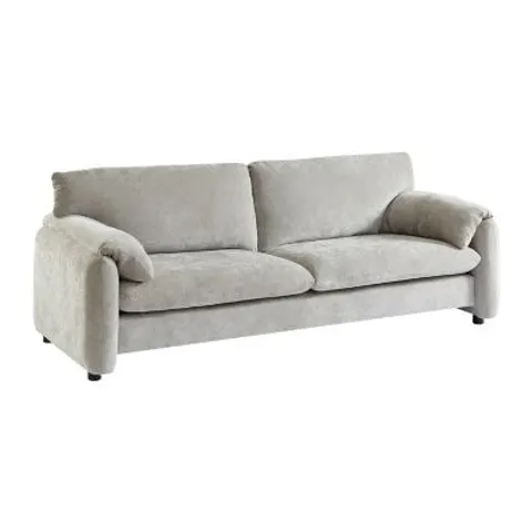 vente-unique.com Canapé fixe polyester 3 places gris 228x80x89cm – image 1