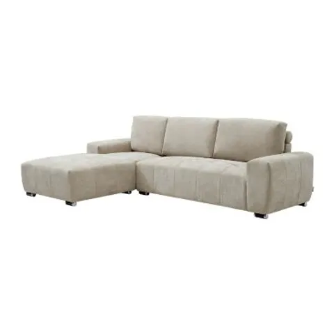 vente-unique.com Canapé d'angle polyester 5 places beige 268x85x174cm – image 1