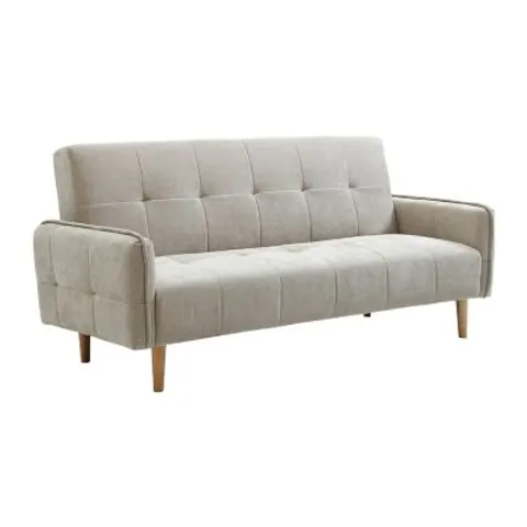vente-unique.com Canapé convertible polyester 3 places beige 208x92x92cm – image 1