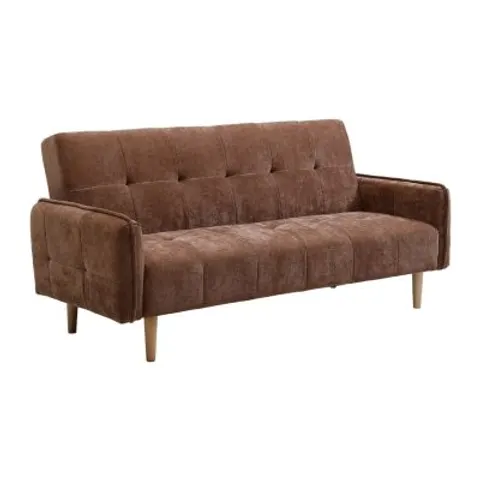 vente-unique.com Canapé convertible polyester 3 places marron 208x92x92cm – image 1