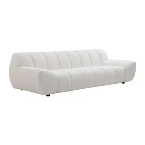 vente-unique.com Canapé fixe polyester 3 places blanc 258x72x108cm – image 1