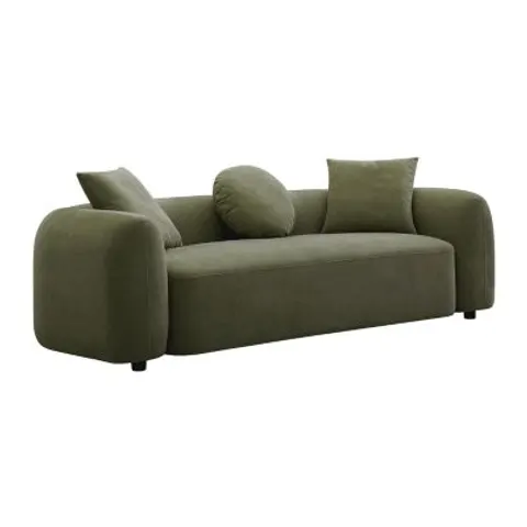 vente-unique.com Canapé fixe polyester 3 places vert} Vert 229x65x97cm – image 1