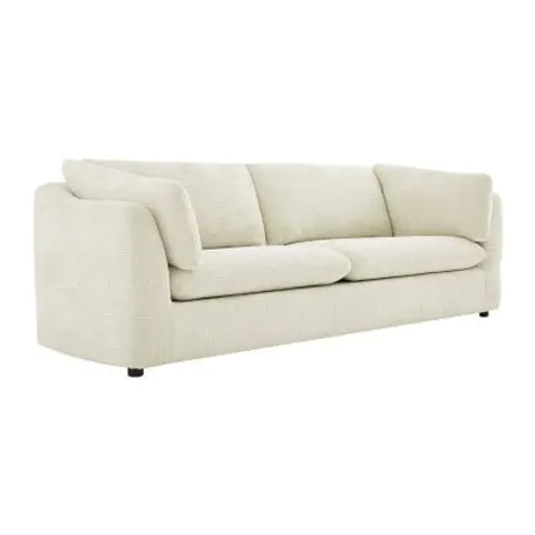 vente-unique.com Canapé fixe polyester 3 places beige} Beige 228x79x92cm – image 1