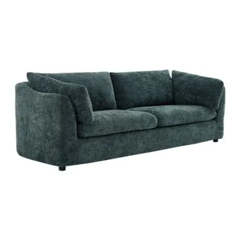 vente-unique.com Canapé fixe polyester 3 places vert 228x79x92cm – image 1