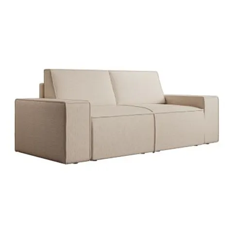 vente-unique.com Canapé fixe polyester 3 places beige 230x85x95cm – image 1