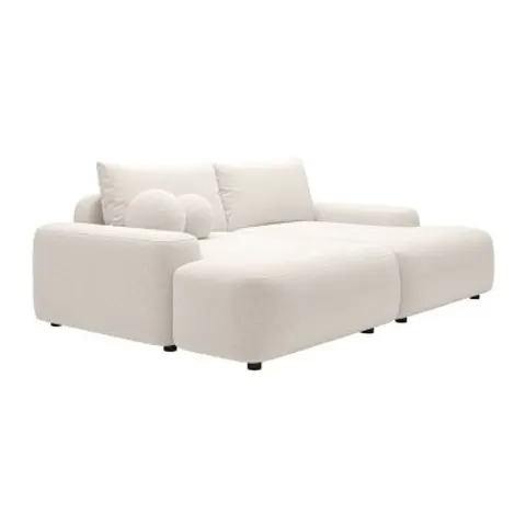 vente-unique.com Canapé fixe polyester 3 places crème} Beige 232x87x164cm – image 1