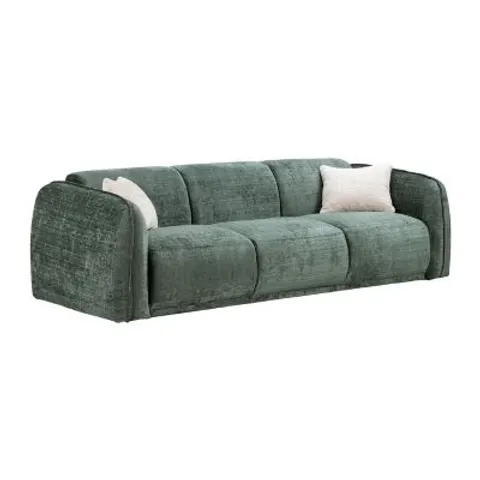 vente-unique.com Canapé fixe polyester 3 places vert 235x80x90cm – image 1