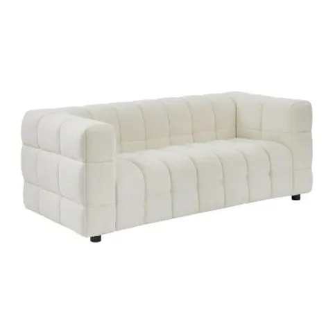 vente-unique.com Canapé fixe polyester 2 places blanc 189x72x89cm – image 1