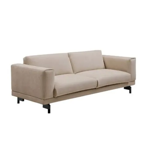 vente-unique.com Canapé fixe polyester 3 places beige} Beige 220x78x90cm – image 1