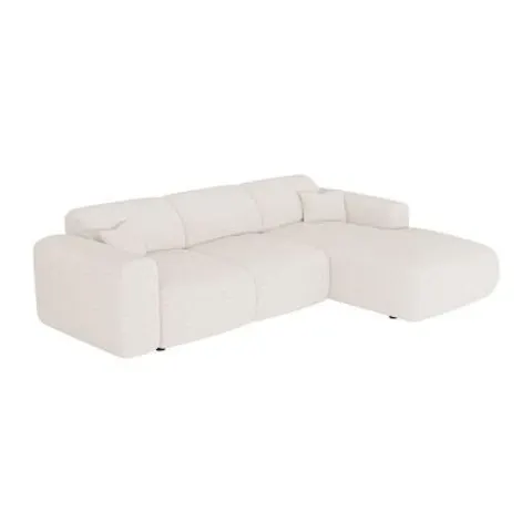 vente-unique.com Canapé d'angle polyester 5 places blanc 283x77x180cm – image 1