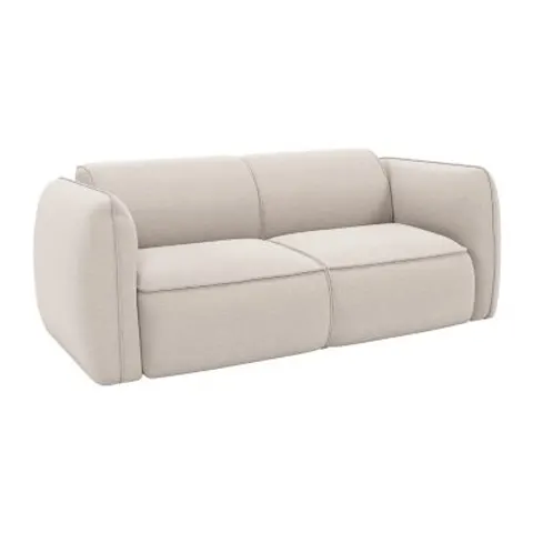 vente-unique.com Canapé fixe polyester 3 places beige 230x74x90cm – image 1