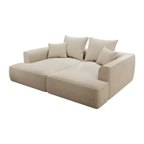 vente-unique.com Canapé fixe polyester 3 places beige 230x67x180cm – image 1
