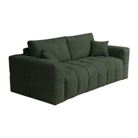 vente-unique.com Canapé convertible polyester 3 places vert 215x90x105cm – image 1