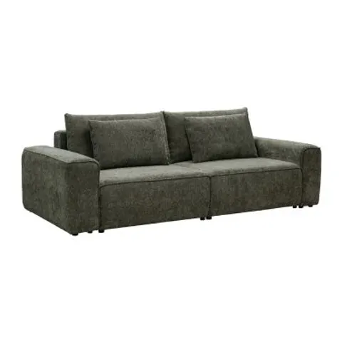vente-unique.com Canapé convertible polyester 3 places vert 266x90x125cm – image 1