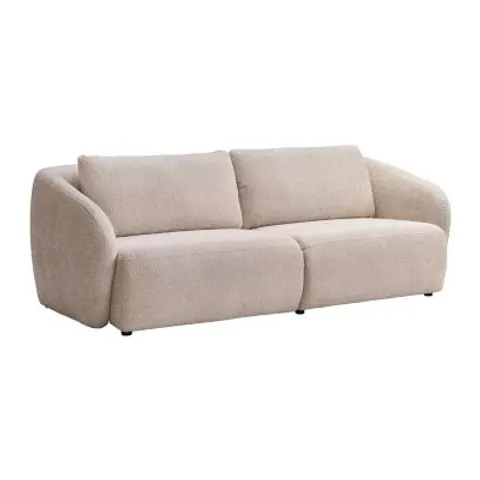 vente-unique.com Canapé fixe polyester 3 places beige 232x85x102cm – image 1