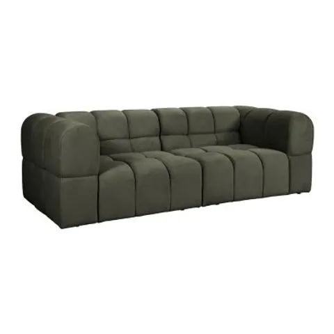 vente-unique.com Canapé fixe polyester 3 places kaki} Vert 244x75x102cm – image 1