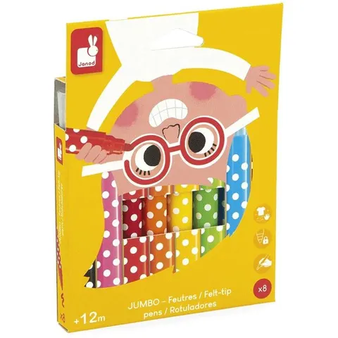 Janod Pennarelli lavabili Jumbo 8 pezzi – immagine 1