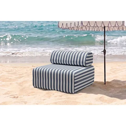 kimo. Sillón modular de exterior - tela impermeable de rayas azul – imagen 1
