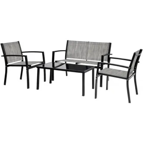 Salon de jardin bas "Lino" 4 places Gris – image 1