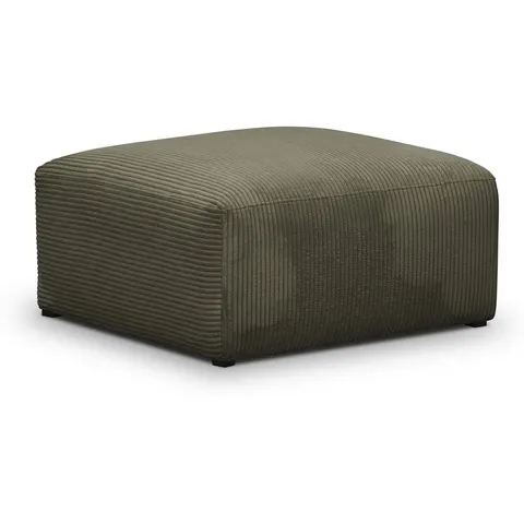 Pouf / repose-pieds modulable en velours côtelé vert kaki - Modulo – image 1