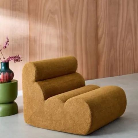 sweeek Chauffeuse bouclette texturée moutarde 1 place Marron 81x75x99cm – image 1