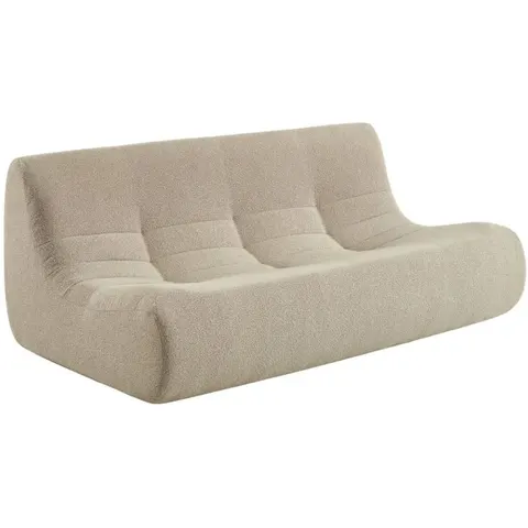 sweeek Chauffeuse compressée bouclette texturée 3 places beige 182x72x105cm – image 1