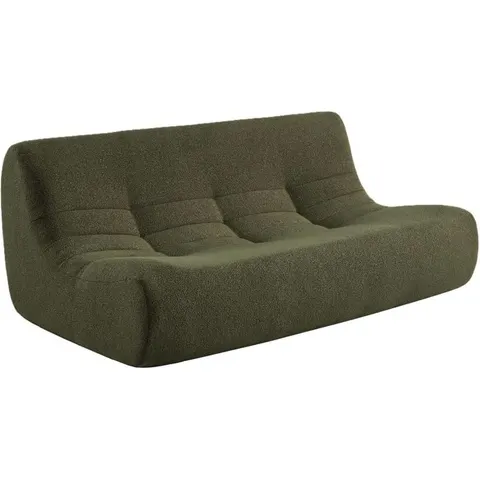 sweeek Chauffeuse bouclette texturée 3 places kaki Vert 182x72x105cm – image 1